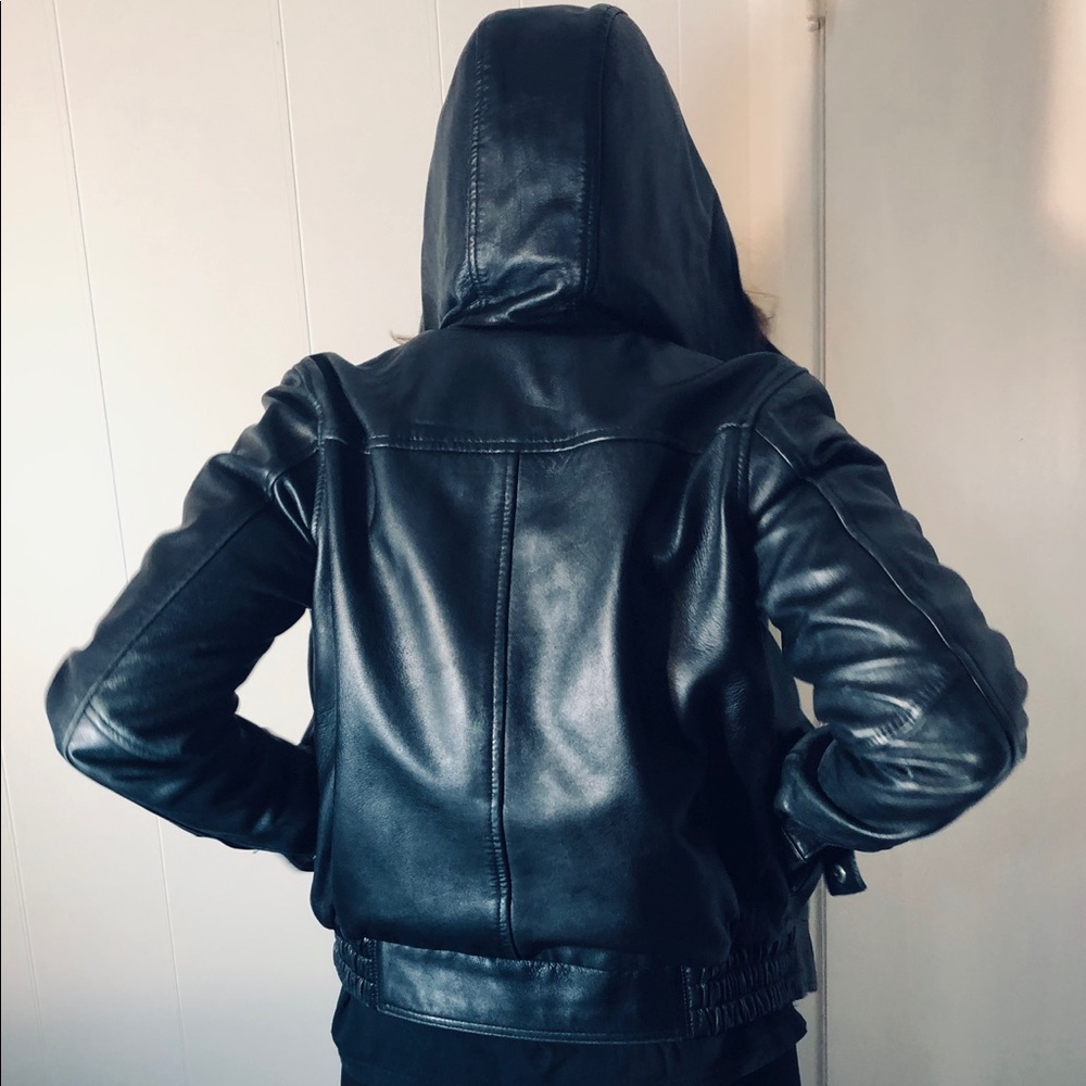 Hooded genuine leather Viparo  jacket size M